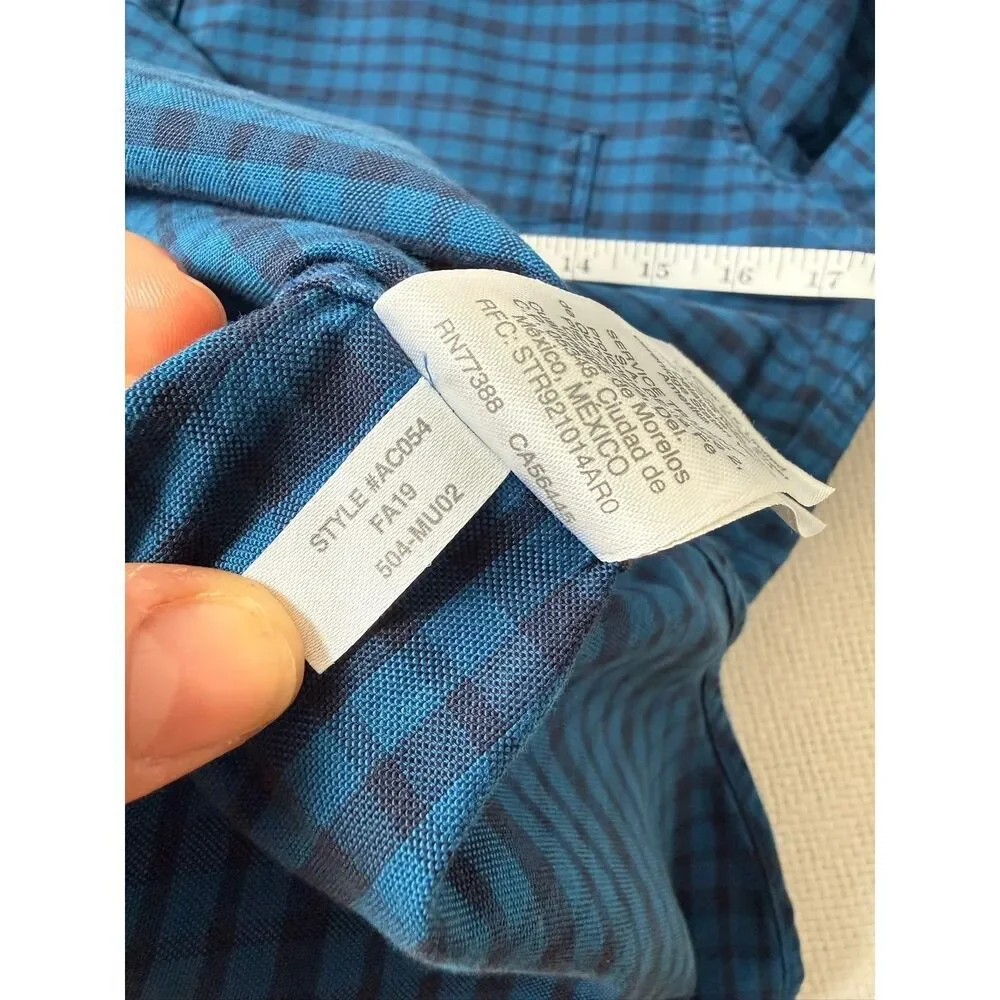 J.Crew Slim American Pima Cotton Blue Check Button Shirt Men's M